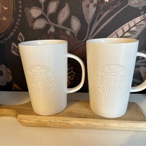 Starbucks Embossed White Mugs - Set of 2
